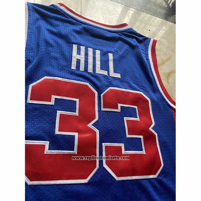 Camiseta Detroit Pistons Grant Hill NO 33 Mitchell & Ness 1995-96 Azul